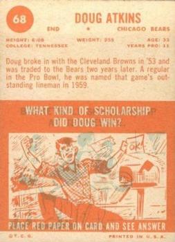 1963 Topps #68 Doug Atkins back image