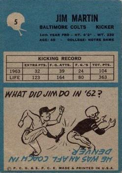 1964 Philadelphia #5 Jim Martin back image