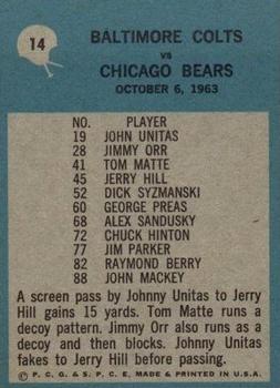 1964 Philadelphia #14 Colts Play/Don Shula back image