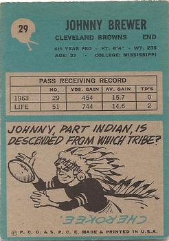 1964 Philadelphia #29 Johnny Brewer RC back image