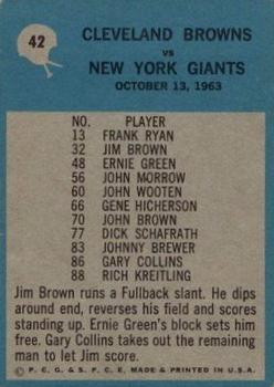 1964 Philadelphia #42 Cleveland Browns Play back image