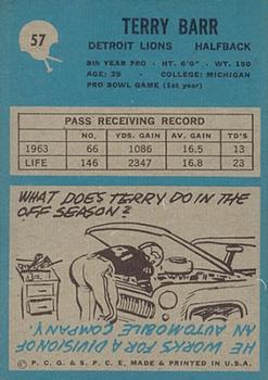 1964 Philadelphia #57 Terry Barr back image