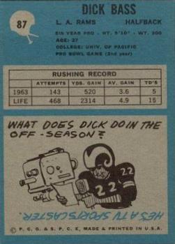 1964 Philadelphia #87 Dick Bass back image