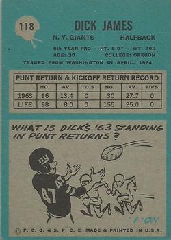 1964 Philadelphia #118 Dick James back image
