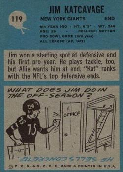 1964 Philadelphia #119 Jim Katcavage back image