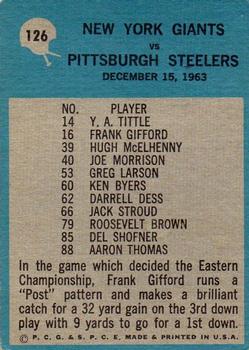 1964 Philadelphia #126 New York Giants Play back image