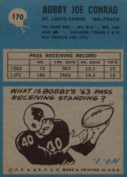 1964 Philadelphia #170 Bobby Joe Conrad back image