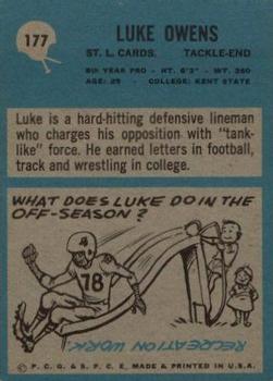 1964 Philadelphia #177 Luke Owens RC back image