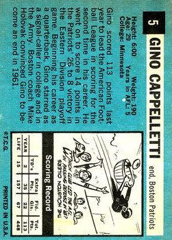 1964 Topps #5 Gino Cappelletti back image