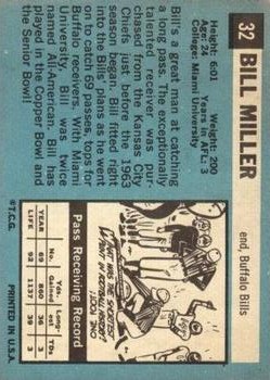 1964 Topps #32 Bill Miller back image