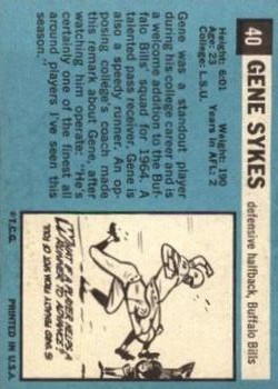 1964 Topps #40 Gene Sykes RC back image