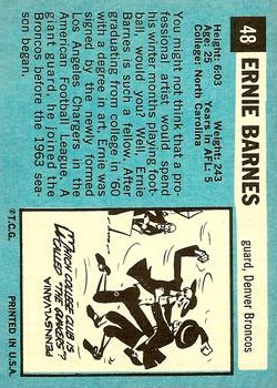 1964 Topps #48 Ernie Barnes RC back image