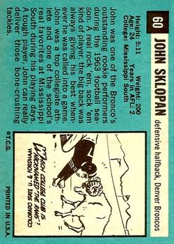 1964 Topps #60 John Sklopan RC back image