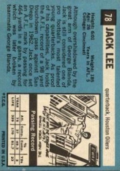 1964 Topps #78 Jacky Lee SP back image