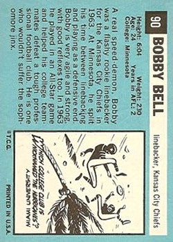 1964 Topps #90 Bobby Bell RC back image