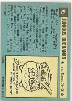 1964 Topps #92 Buck Buchanan RC back image