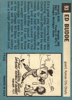 1964 Topps #93 Ed Budde RC back image
