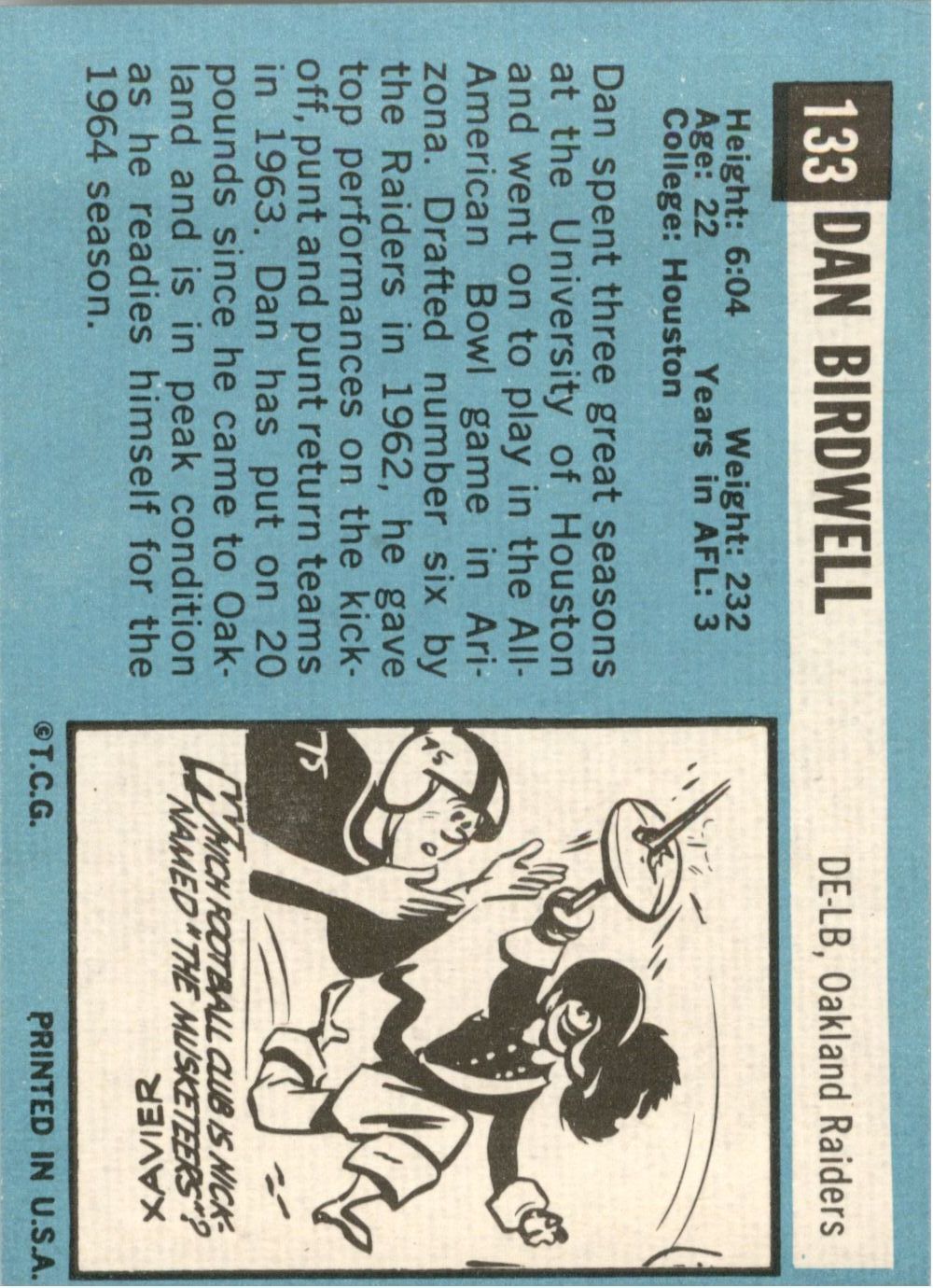 1964 Topps #133 Dan Birdwell RC back image