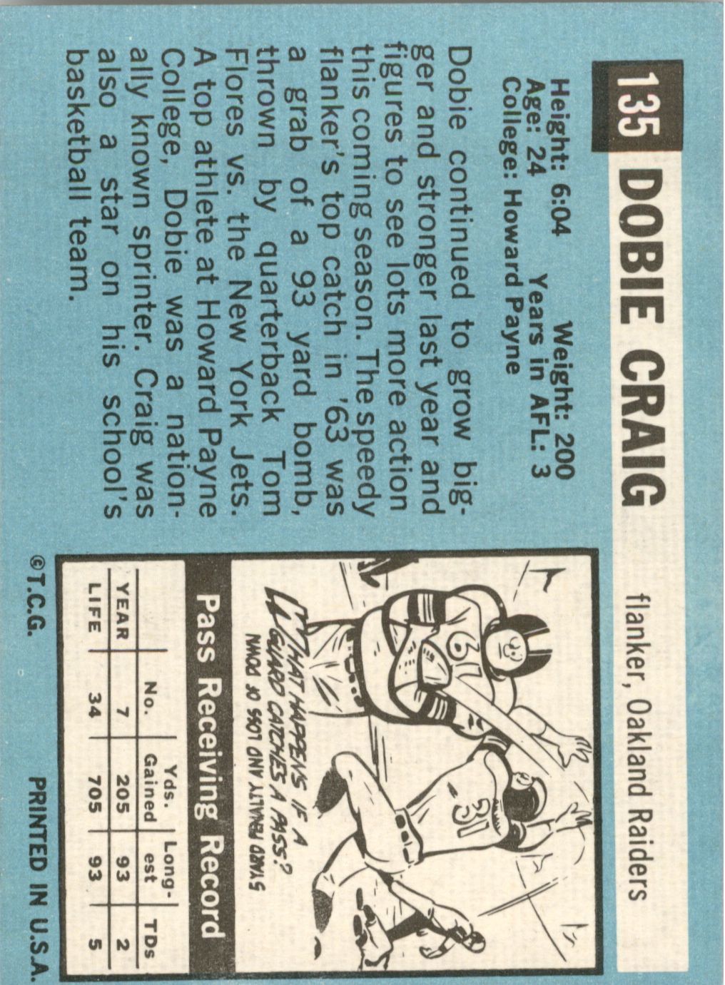 1964 Topps #135 Dobie Craig RC back image