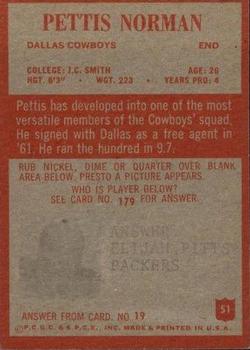 1965 Philadelphia #51 Pettis Norman back image