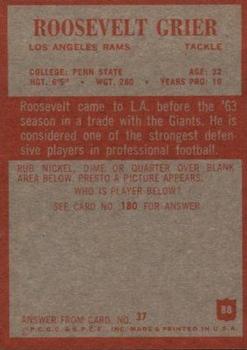 1965 Philadelphia #88 Roosevelt Grier back image