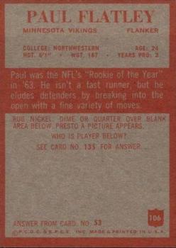 1965 Philadelphia #106 Paul Flatley back image