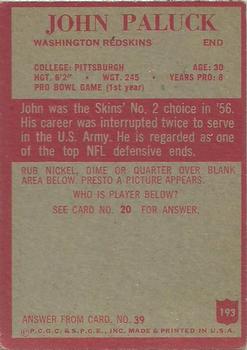 1965 Philadelphia #193 John Paluck back image