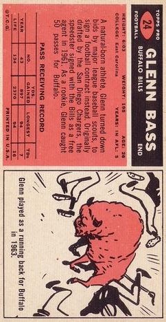 1965 Topps #24 Glenn Bass SP RC back image
