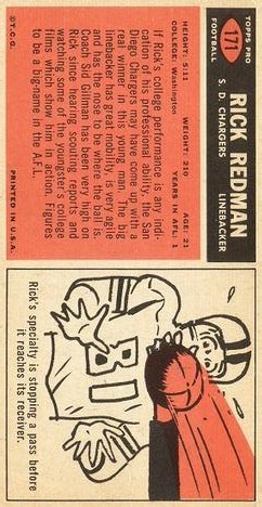 1965 Topps #171 Rick Redman SP RC back image
