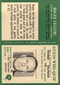 1966 Philadelphia #35 Roger LeClerc back image