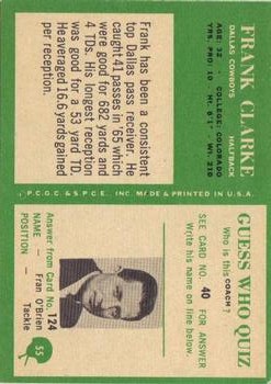 1966 Philadelphia #55 Frank Clarke back image