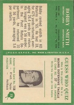 1966 Philadelphia #73 Bobby Smith back image