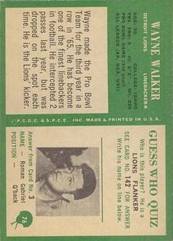 1966 Philadelphia #76 Wayne Walker back image