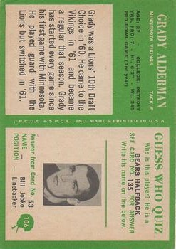 1966 Philadelphia #106 Grady Alderman back image