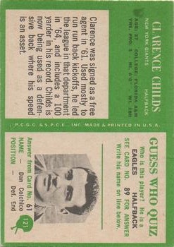 1966 Philadelphia #121 Clarence Childs back image
