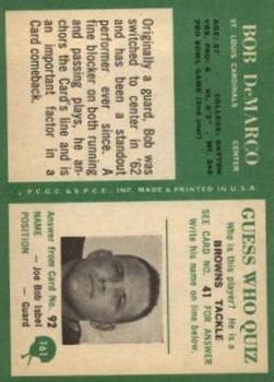 1966 Philadelphia #161 Bob DeMarco back image