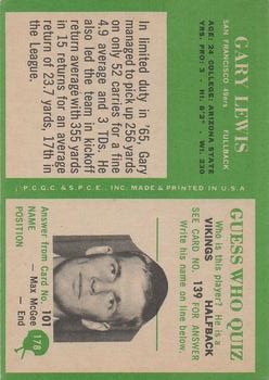 1966 Philadelphia #178 Gary Lewis RC back image