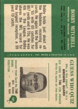 1966 Philadelphia #187 Bobby Mitchell back image