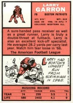 1966 Topps #6 Larry Garron back image