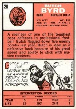 1966 Topps #20 Butch Byrd RC back image