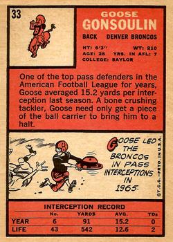 1966 Topps #33 Goose Gonsoulin back image