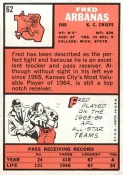 1966 Topps #62 Fred Arbanas back image