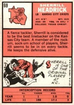 1966 Topps #69 Sherrill Headrick back image