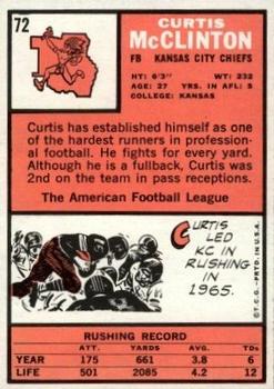 1966 Topps #72 Curtis McClinton back image