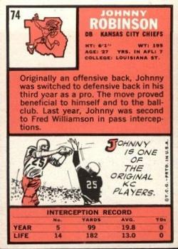 1966 Topps #74 Johnny Robinson back image