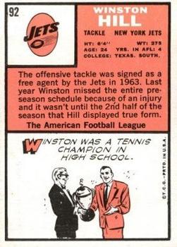 1966 Topps #92 Winston Hill back image