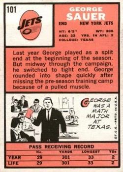 1966 Topps #101 George Sauer Jr. RC back image