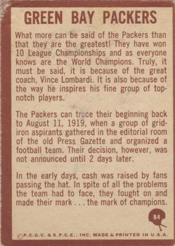 1967 Philadelphia #84 Green Bay Packers back image
