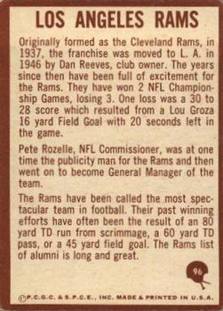 1967 Philadelphia #96 Los Angeles Rams back image