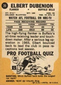 1962 Fleer Elbert Dubenion #14 Buffalo Bills ( ex )